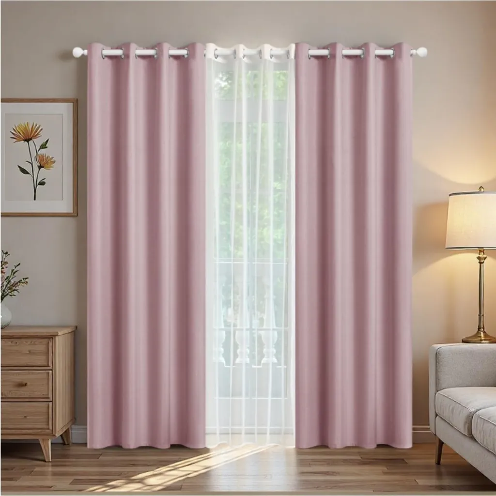 Solution Anti-Lumière : Rideaux Occultants Rose 132x210cm, Pack de 3 INF