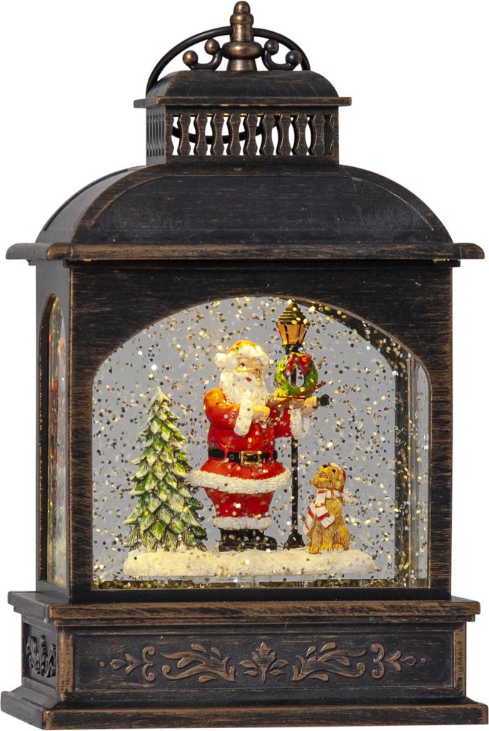 Star Trading LED-Laterne "Vinter", Kinder mit Schneemann,Bronze