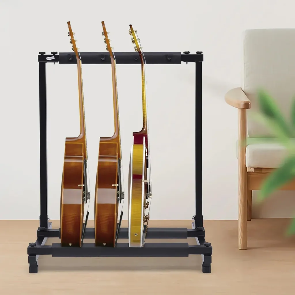Support de guitare triple en fer robuste avec espacement de 10,5 cm - 3
