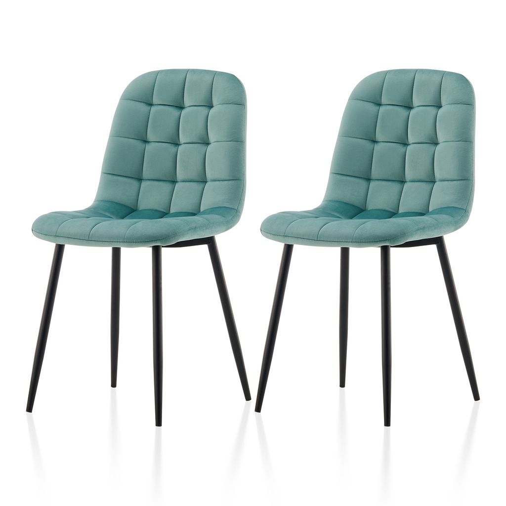 CLIPOP 2er Set Küchenstuhl, Samt Schalenstuhl,Grün