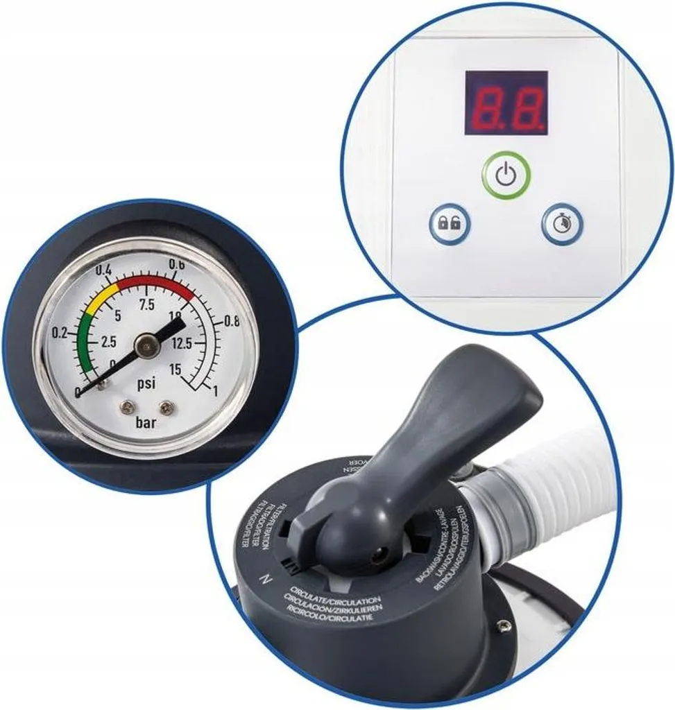 Pompe à Sable Intex 3500 L/h avec Programmateur et Vanne 6 Fonctions - 4