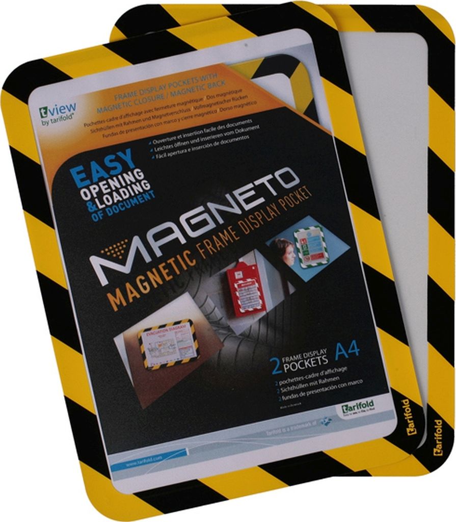 Sichtrahmen Magneto Safety Line A4 magnetisch gelb/schwarz 2 Stück Packung mit 10 Stück
