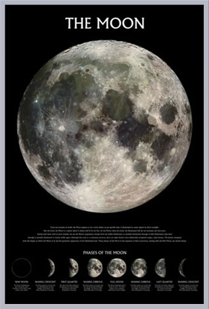 Affiche La Lune Espace et Univers avec cadre argent Shinsuke® 61x91,5 cm