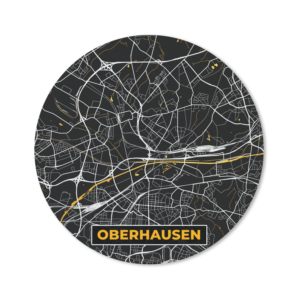 MuchoWow Mauspad Mousepad Oberhausen - Stadtplan - Karte - Gold - Deutschland 20x20 cm - Mousepads - Maus Mat - Pad - Mausunterlage - Schreibtisc...