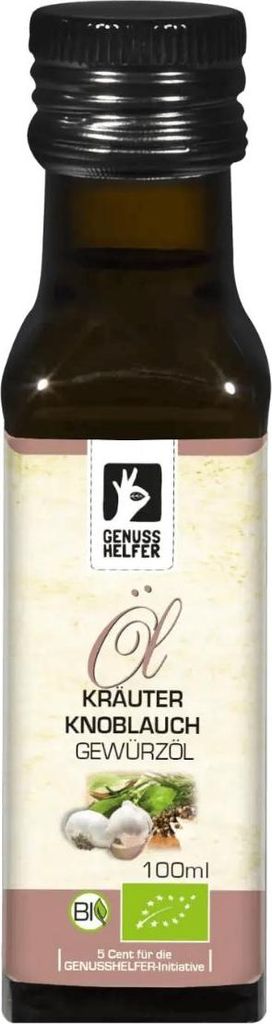Kräuter Knoblauch Gewürzöl , kaltgepresst, Rapsöl mit Kräuter-Knoblauch Geschmack, Salatöl, ideal zum Kochen, 100ml