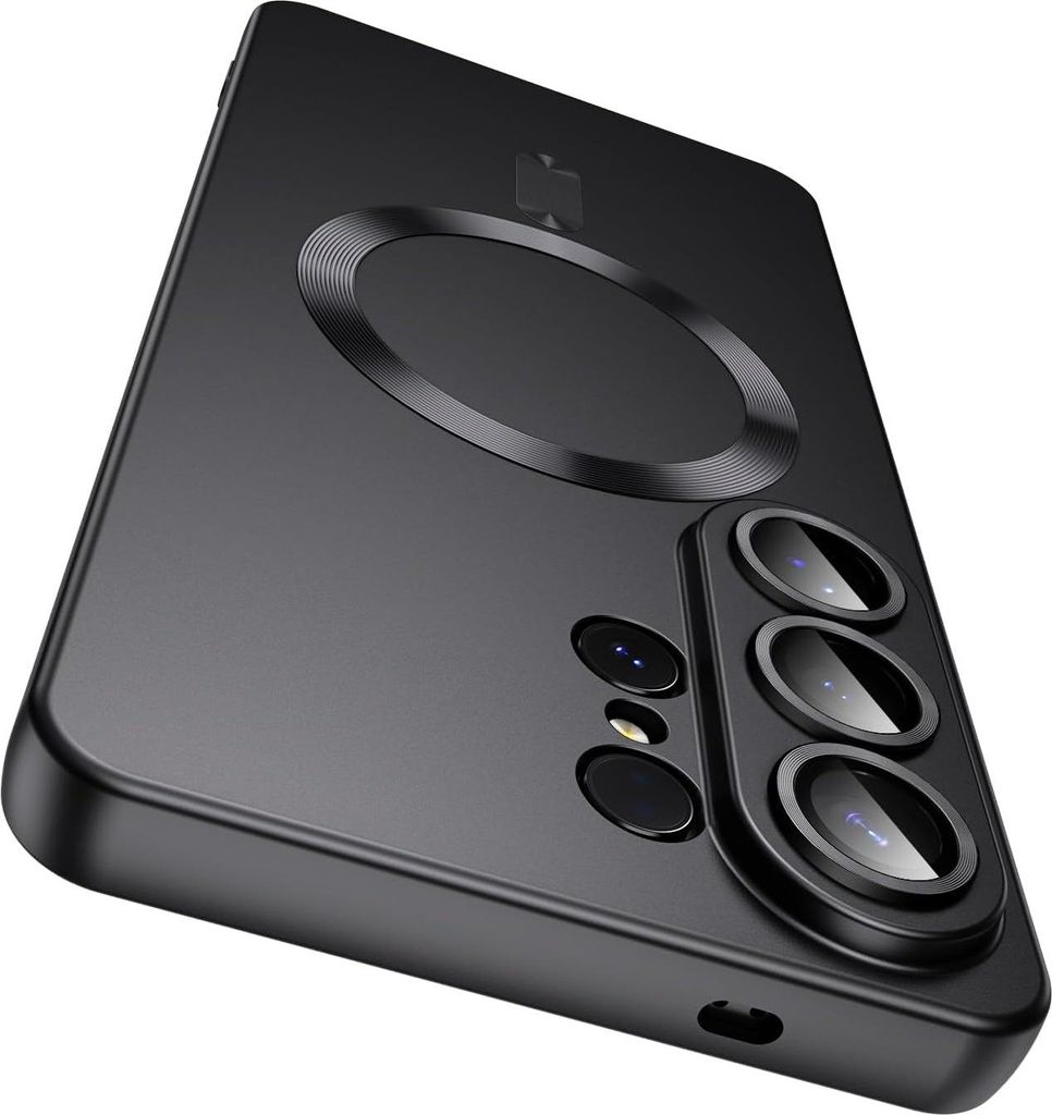 Magnetische Hülle für Samsung Galaxy S26 Ultra Matt Silikon Handyhülle mit Kameraobjektivschutz, Kompatibel mit MagSafe Schwarz
