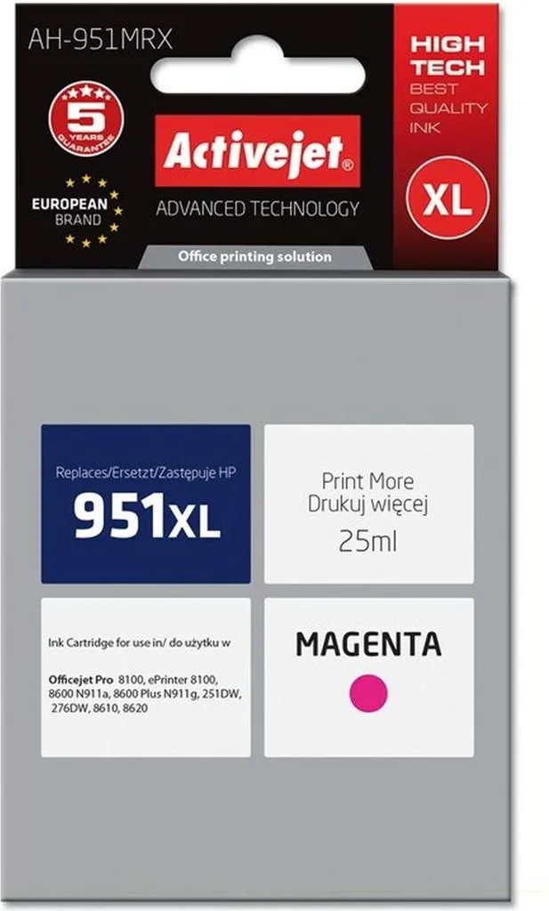 Activejet AH-951MRX Cartouche Magenta 25ml de haute qualité pour HP 951