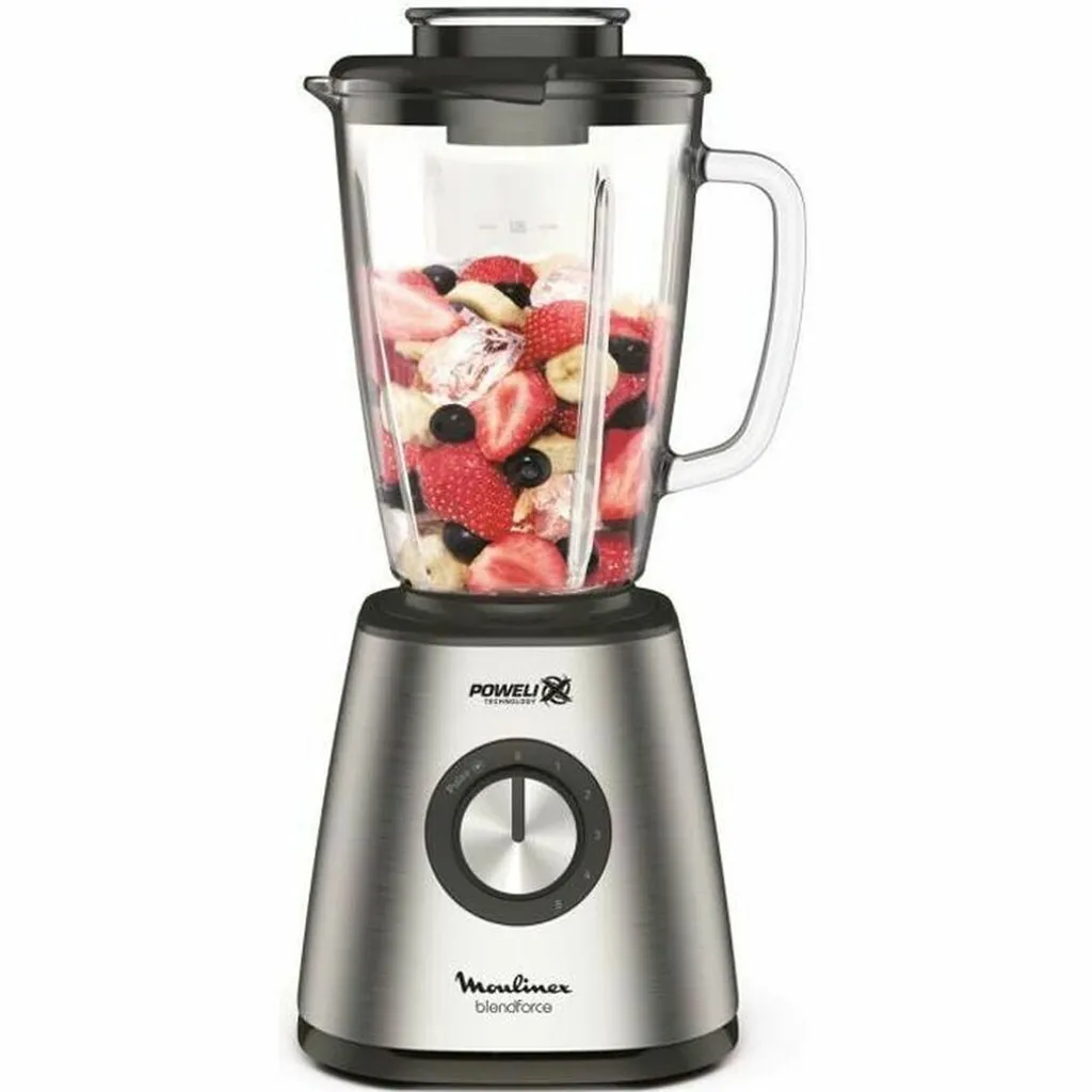 Mixeur Blender Moulinex Argenté avec Bol en Verre Haute Résistance