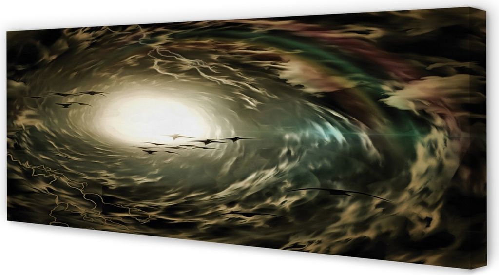 Leinwandbild 125x50 Wandkunst Vögel Wolken