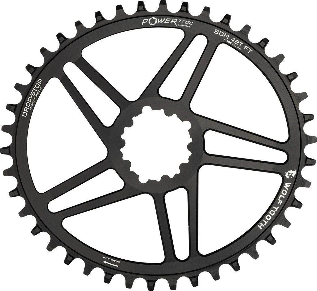 Wolf Tooth PowerTrac Elliptical SRAM 3-bolt Direct Mount Kettenblatt, Standard 47mm/Offset