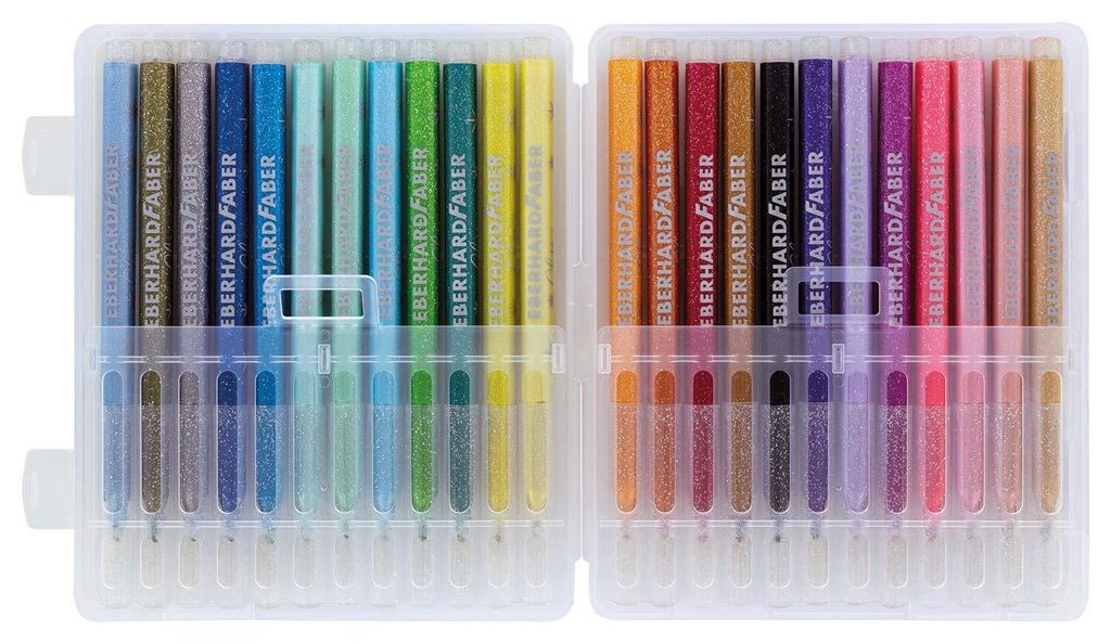 Set De 24 Feutres Pailletés Eberhard Faber - Couleurs Basiques Et Pastels Pour Créatifs