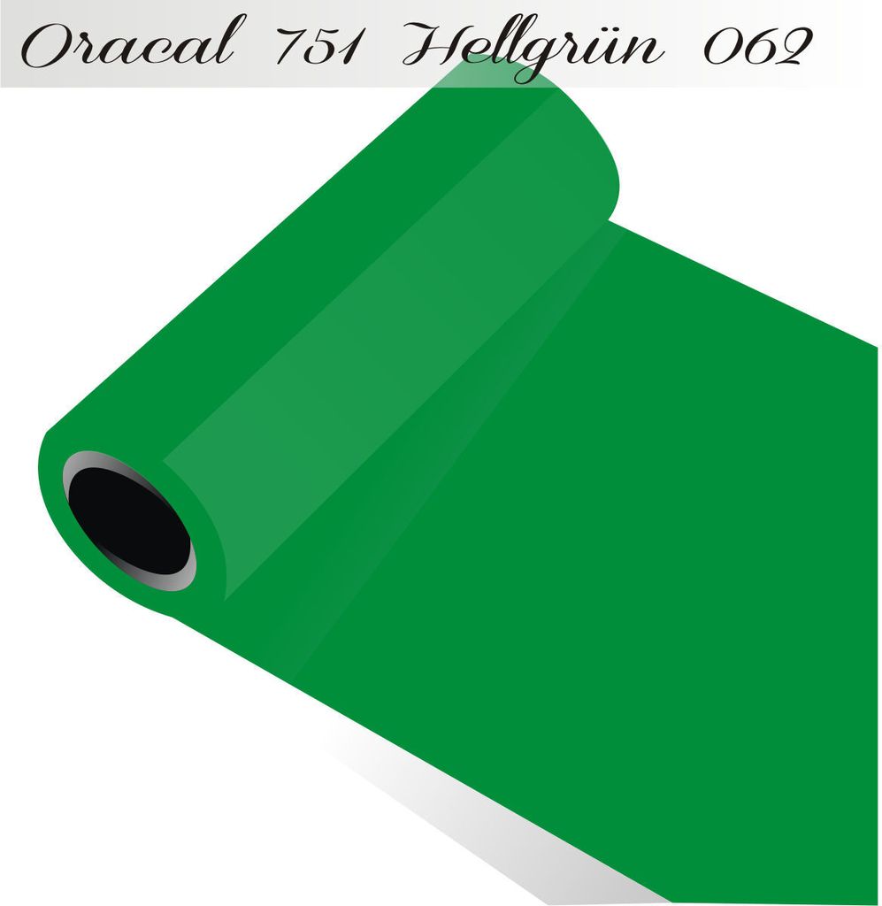 Oracal 751 - Orafol Folie 5m (Laufmeter) freie Farbwahl 118 glänzende Farben - glanz in 4 Größen, 100 cm Folienhöhe hellgrün - 062
