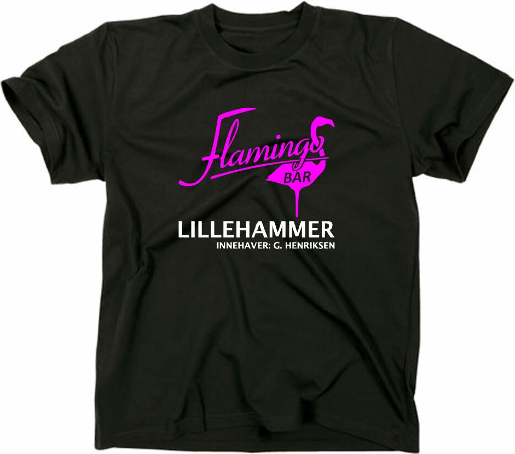 Styletex23 T-Shirt Lillehammer Lilyhammer Flamingo Bar Logo, schwarz, L