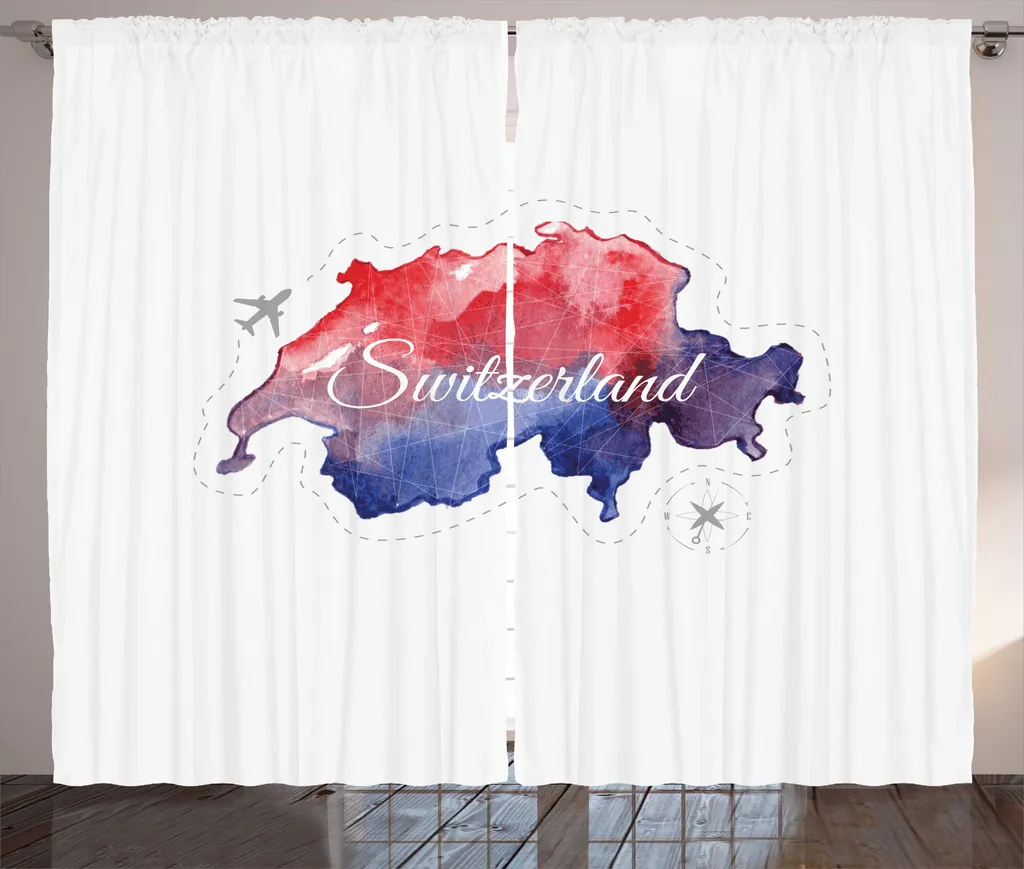 Rideau indigo et vermillon à boucles et crochets 280x225cm thème Voyage