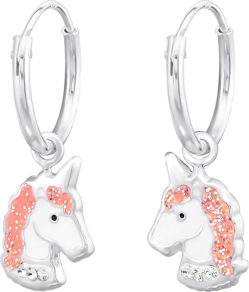 Creolen Kinder Ohrringe 925 Sterling Silber mit Einhorn