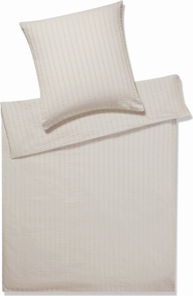 Elegante Seersucker Bettwäsche-Ganritur Chelsea Farbe sand Größe 240x220+2x40x80