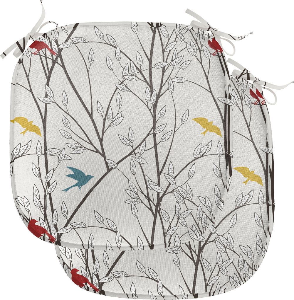 ABAKUHAUS Natur Polster für Esszimmerstühle, Vögel Wildlife Cartoon, Dekoratives wasserfestes Kissen mit Riemen für Küchensitze, 40 cm x 40 cm...