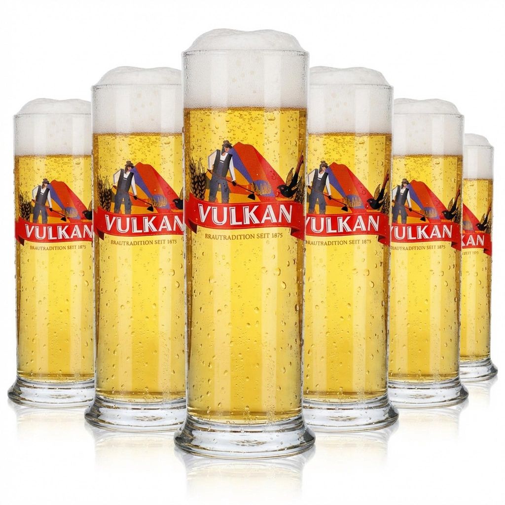 6x Vulkanbräu Bier Glas 0,3l Biergläser Stange Bierglas Produktbild 