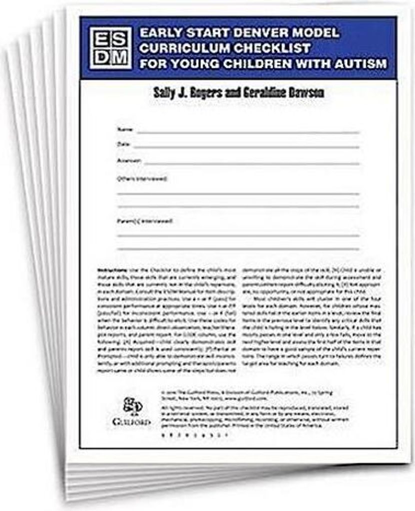 Early Start Denver Model Curriculum Checklist for Young Children with Autism
