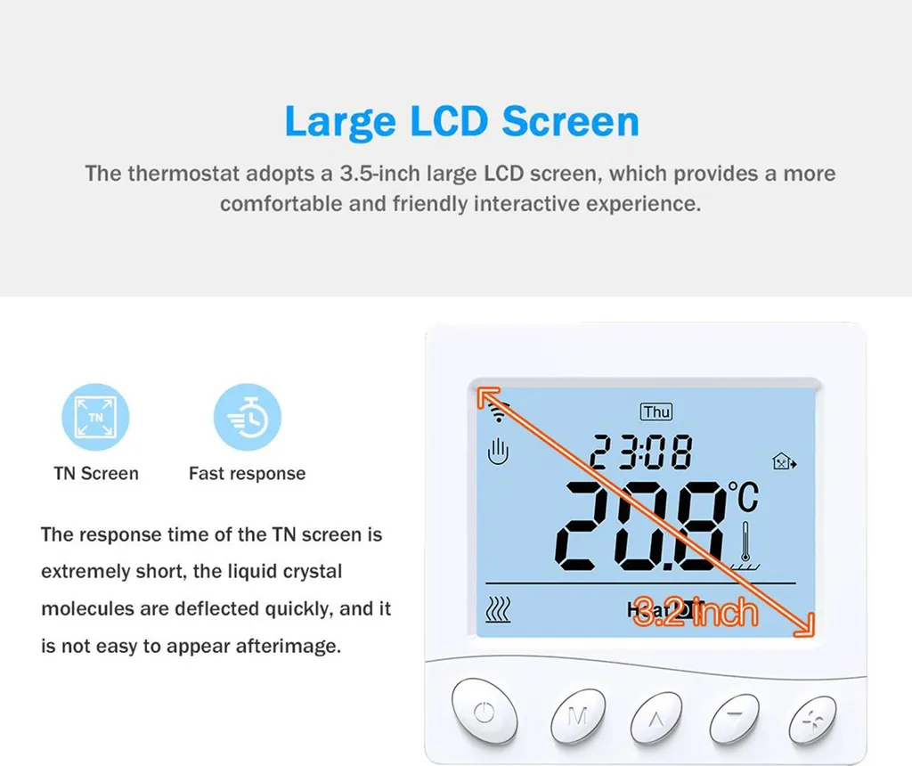 Thermostat Intelligent Mural Programmable WiFi pour Chauffage Sol 16A - 3