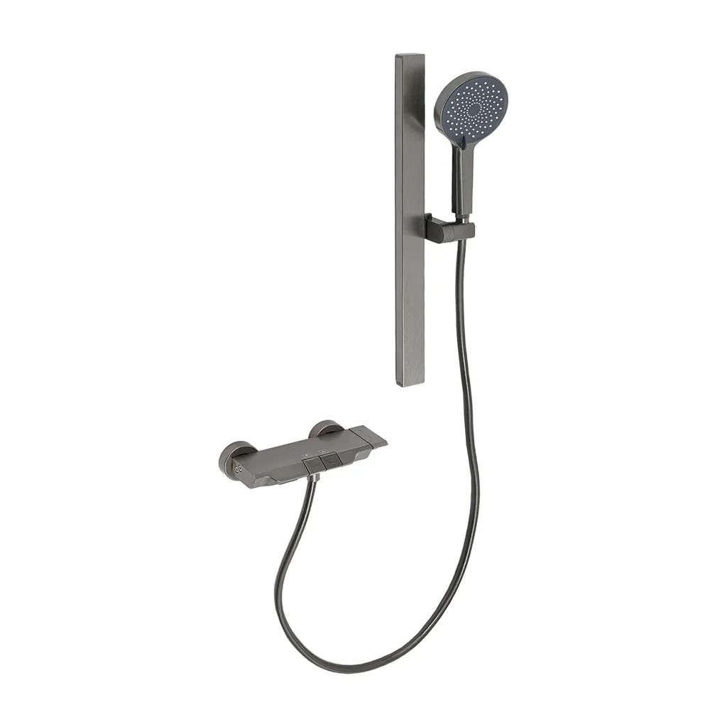 Set de douche gris mural complet pour installation hôtel et piscine