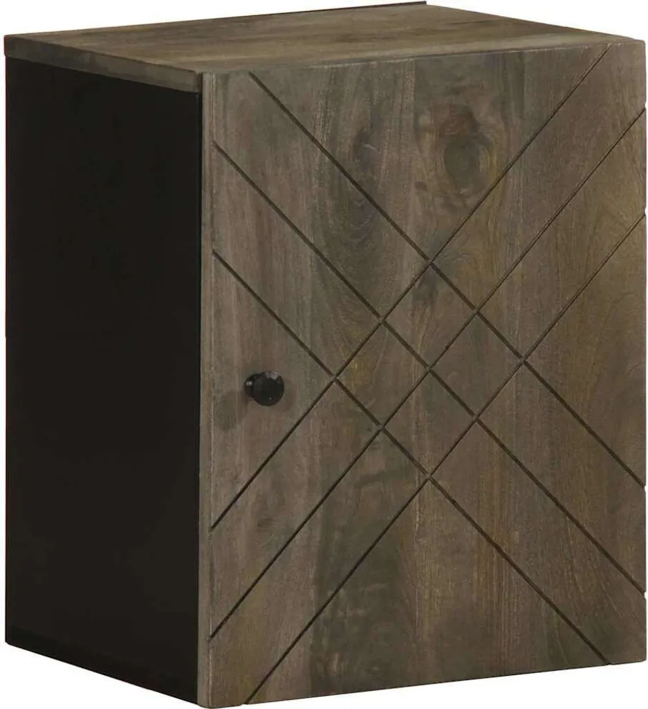 Armadietto Bagno Nero Legno Massiccio Mango 38x33x48 | Stile Unico