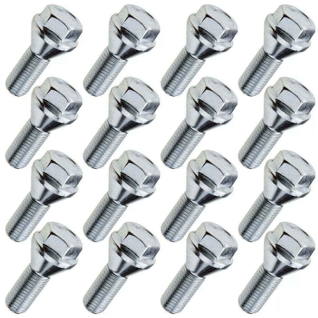 16x Schraube für Felgen/Räder M12x1.50 24 mm - K17 Kopfkonus (kurzer Kopf 7mm)