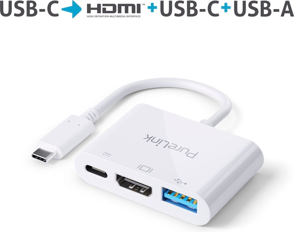 PureLink USB-C auf Multiport Adapter - iSerie - weiЯ - 0,10m