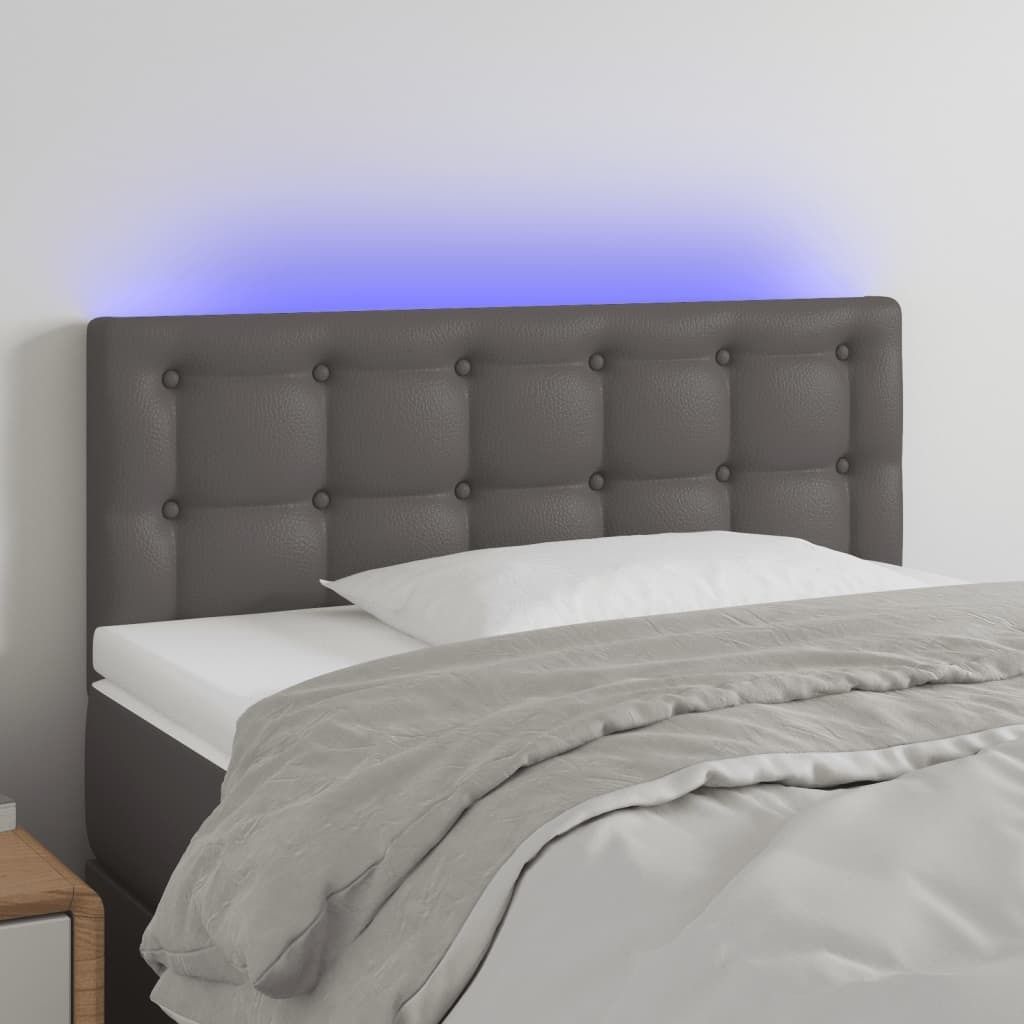 Langlebig LED Kopfteil Grau 100x5x78/88 cm Kunstleder - Kopfteile Octo4438797 2parcel