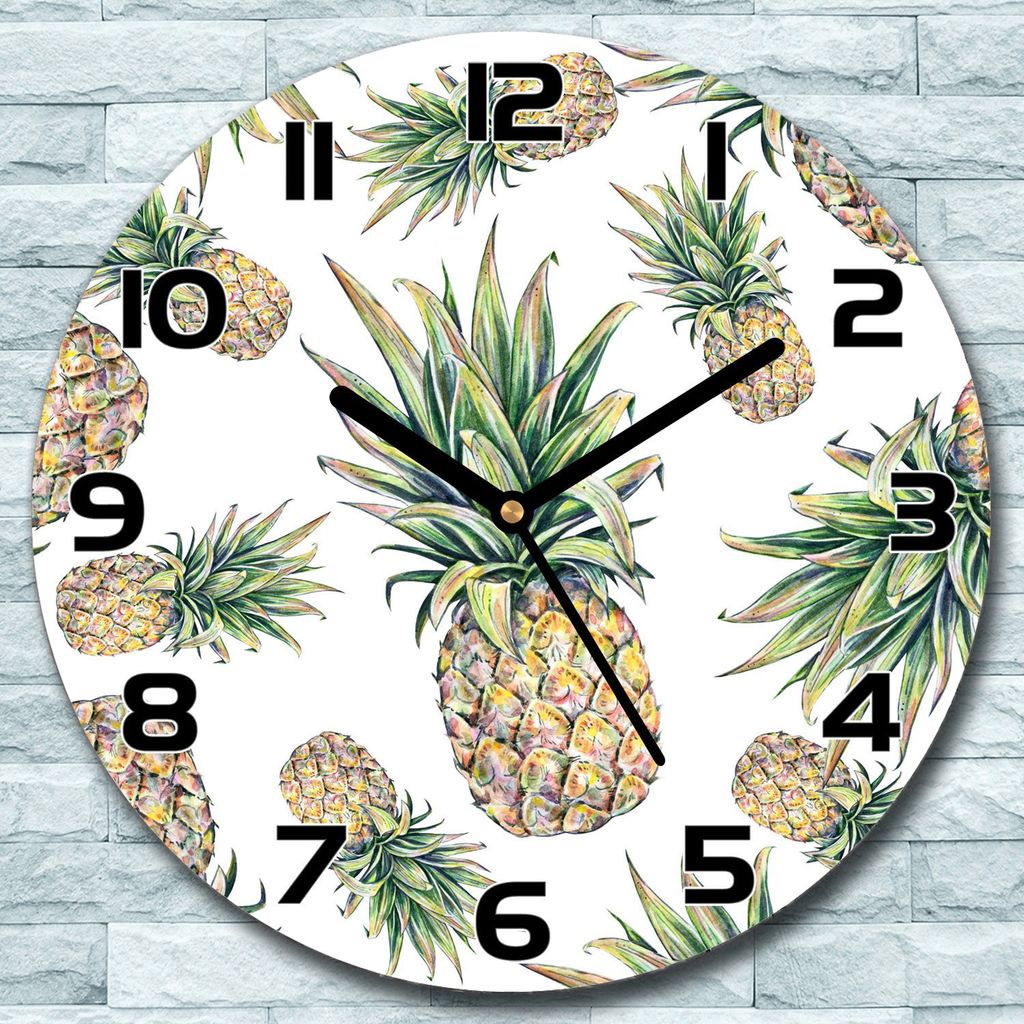 Wanduhr aus Glas Rund fi 30 Fallende Ananas Quarz Deko Wohnzimmer Büro