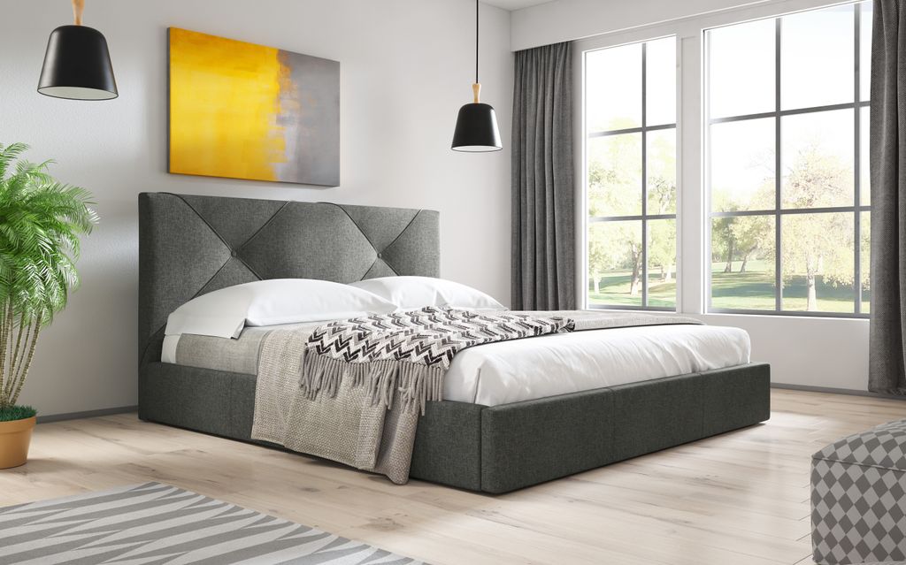 GUTTO Polsterbett mit Bettkasten 180cm Dunkelgrau Modern Produktbild 