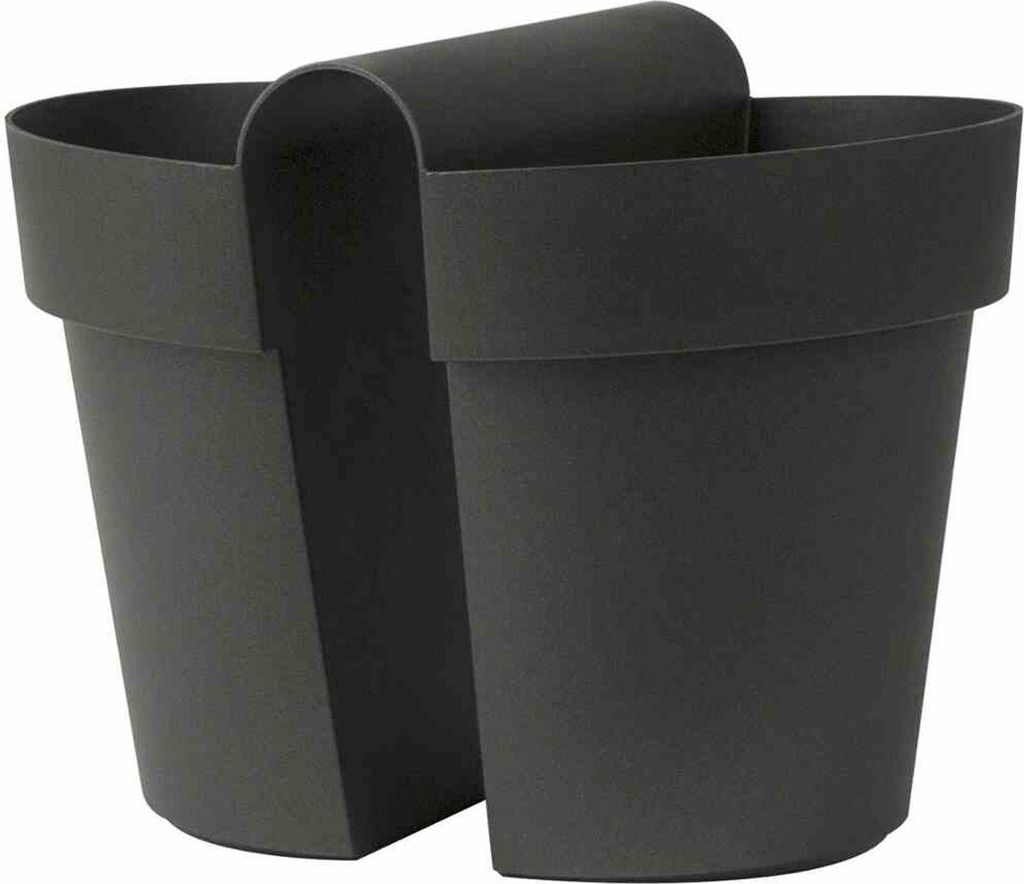 Euro3Plast Balkonkasten Be Up, rund, 33x25x25 cm, aus Kunststoff in anthrazit, mit Bewässerung