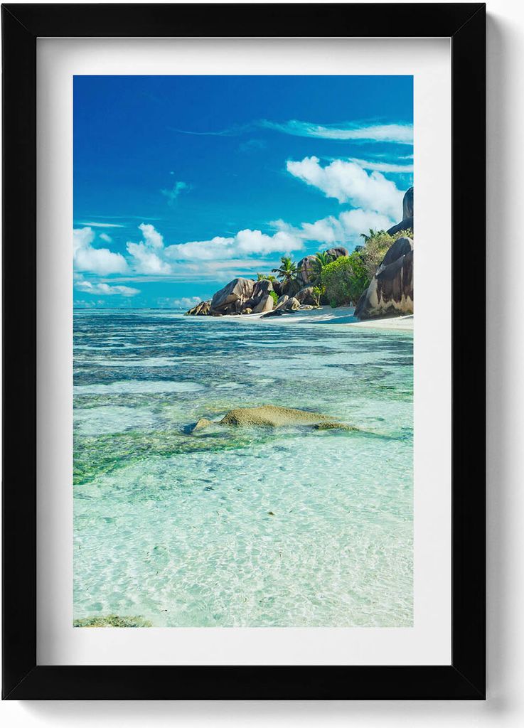 Blick auf das klare Meer– Wandbild mit Rahmen – Gerahmtes Bild – Wanddekoration – 20x30 cm – Schwarz