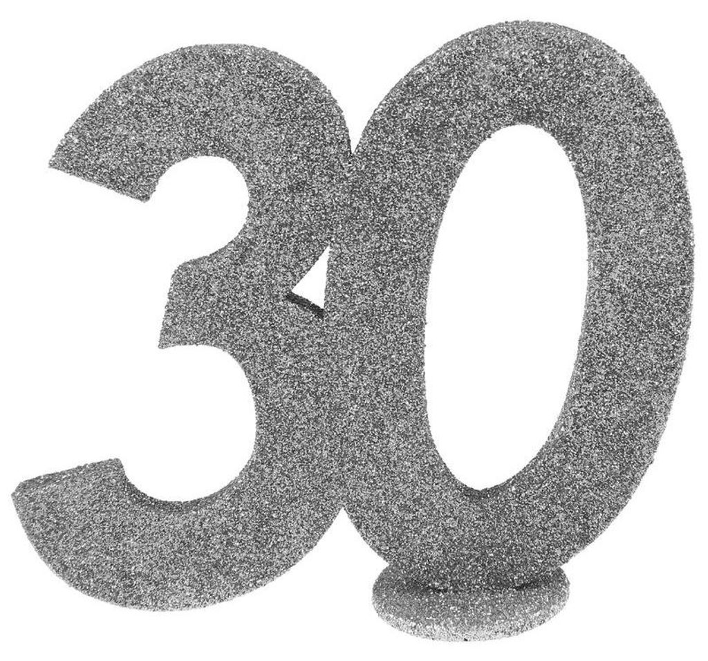 30. Geburtstag silber glitzer Tischdekoration 11x 10 cm Produktbild 