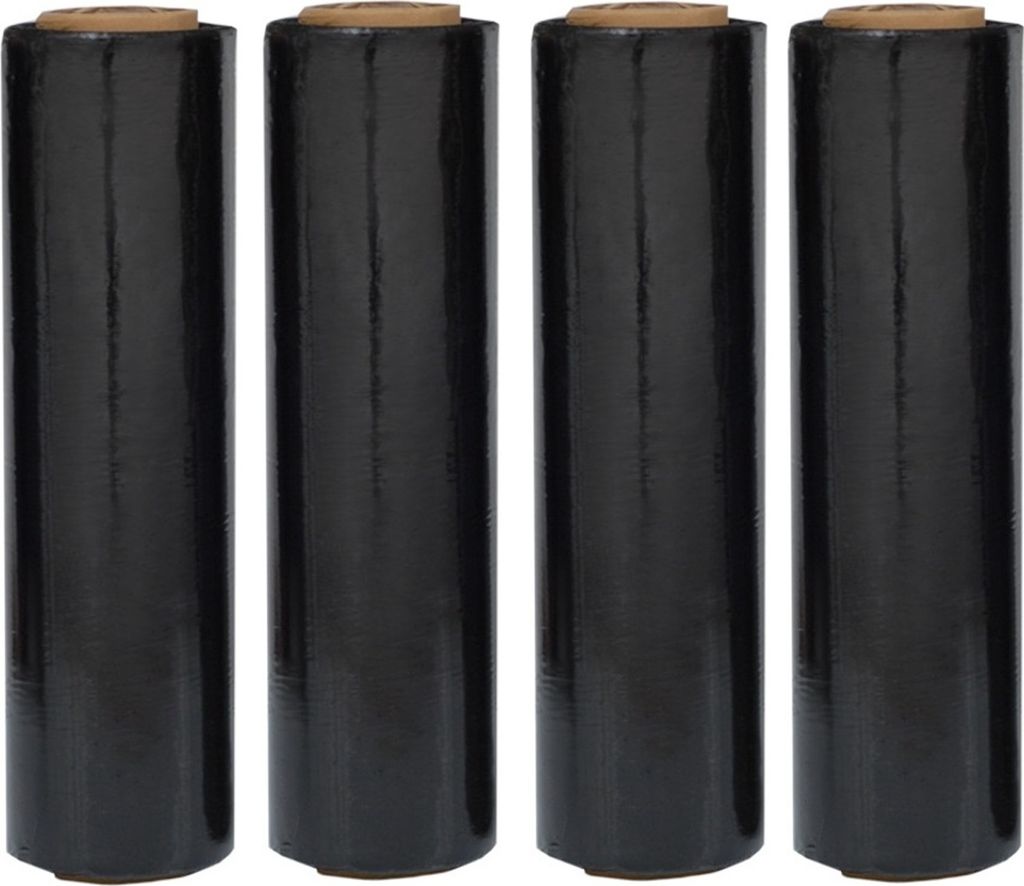 4 Rollen - Stretchfolie in SCHWARZ - 500mm x 250m 23my - Palettenfolie, Verpackungsfolie, Umzugsfolie für sicheren Transport - reißfest, flexibel...