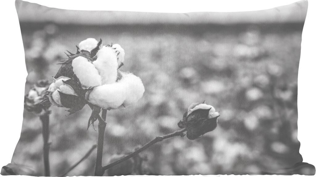 MuchoWow Zierkissen Sofakissen Wohnzimmer Dekokissen 60x40 cm Baumwolle - Pflanzen - Schwarz - Weiß - Kopfkissen - Polster mit Foto