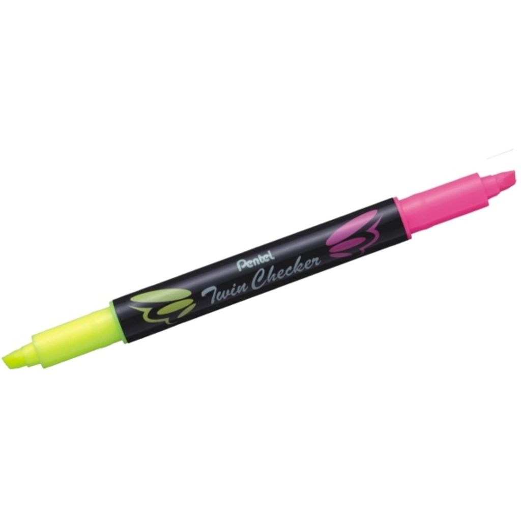 Pentel Textmarker "TWIN CHECKER" 2 Spitzen gelb/pink