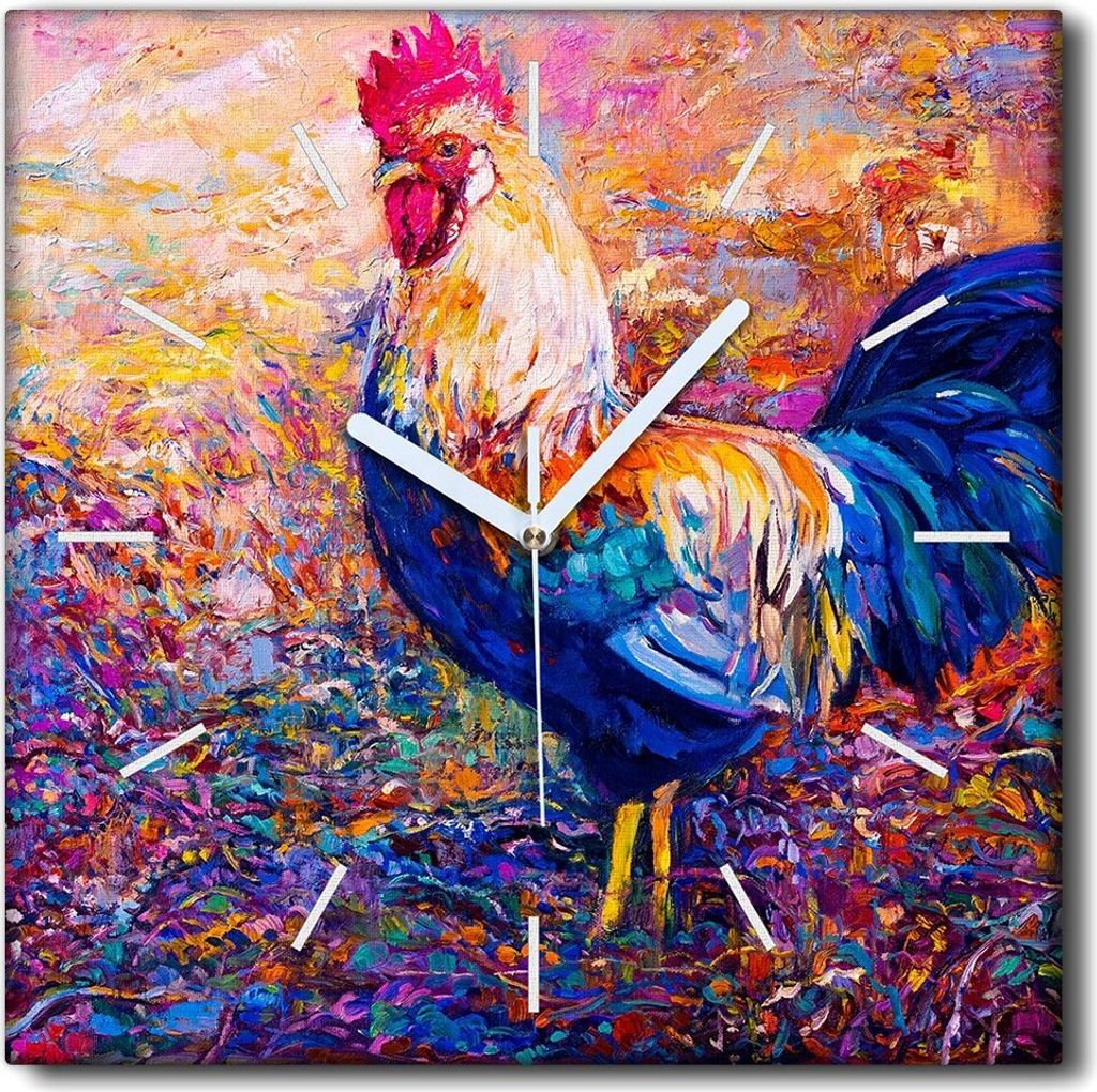 Coloray Uhr auf Leinwand 30x30 cm Wand Uhr Dekoration Wohnzimmer Segeltuch weiße Zeiger -Kura-Schwanzfarm.