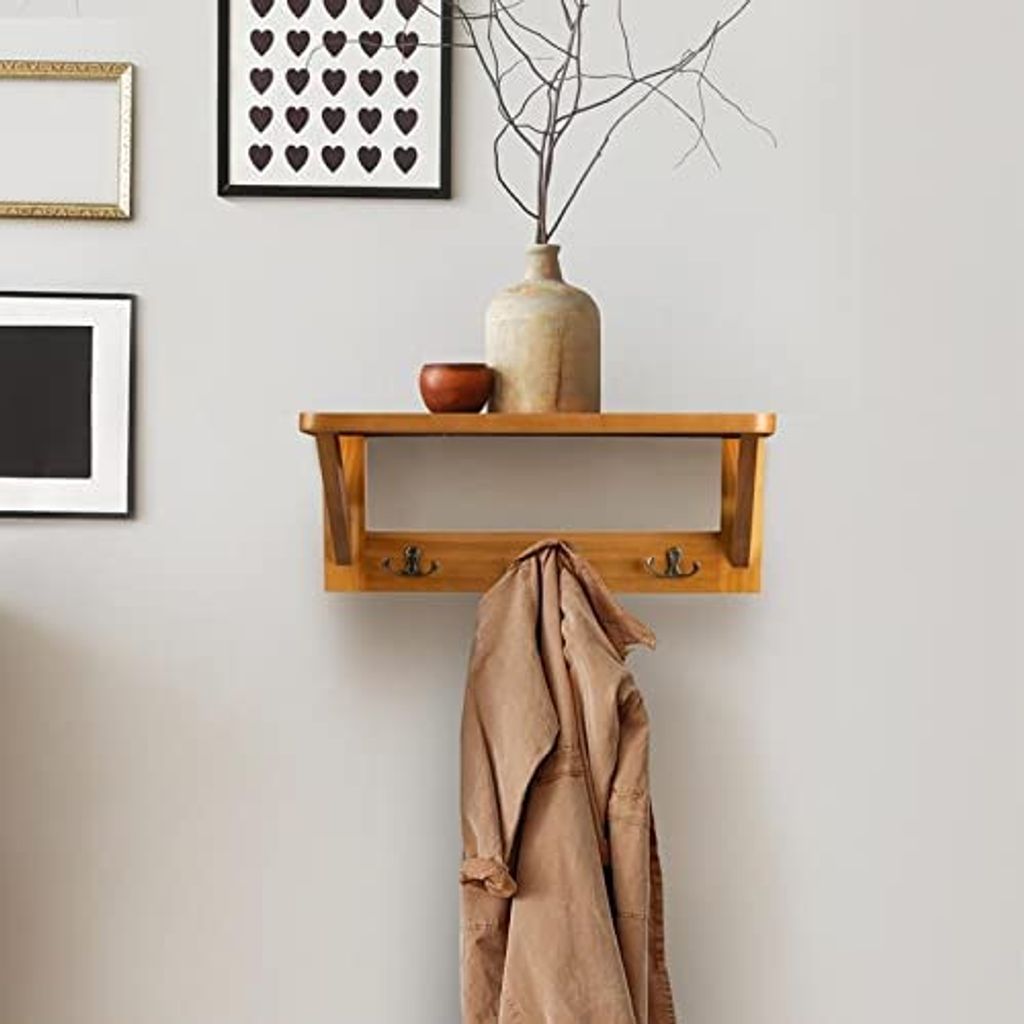 Wandregal Rustic Mit Kleiderhaken 40 x 15 x 16 cm