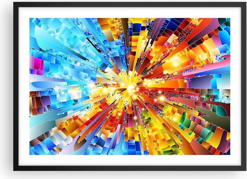 Gerahmtes Poster - Schwarzer Rahmen - Abstraktion modern - 70x50 cm - Wand Bild - Wanddeko - Wandbilder - Kunstposter - Wandposter - Bilderrahmen -...