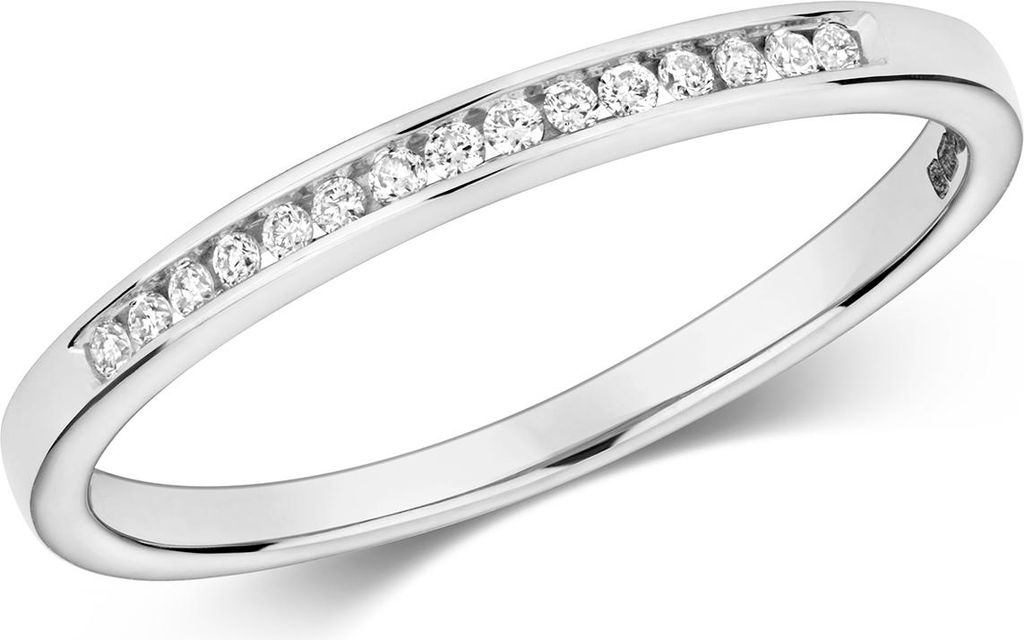 Funkelndes Feuer Eleganter 9 Karat (375) Weißgold Damen - Diamant Ring Brillant-Schliff 0.07 Karat H - I1, 54 (17.2); TRS279409KWRSN
