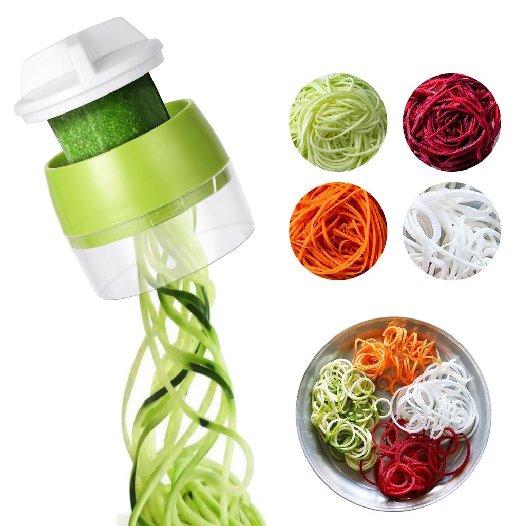 Spiralschneider Gemüse 4 in 1 Hand Gemüseschneider Gemüsenudeln Spiralschneider für Karotte, Gurke, Kartoffel, Kürbis, Zucchini, Zwiebel