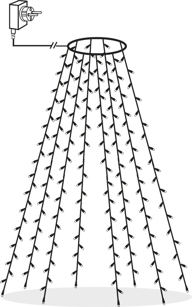LED Baummantel - Serie LED - outdoor - 160 warmweiße LED - H: 2.00m - schwarzes Kabel