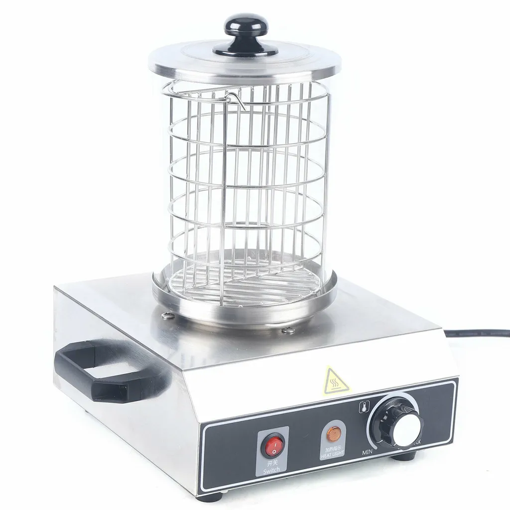 Appareil Chauffe-Saucisses en Inox 350W avec Cylindre en Verre Terminé