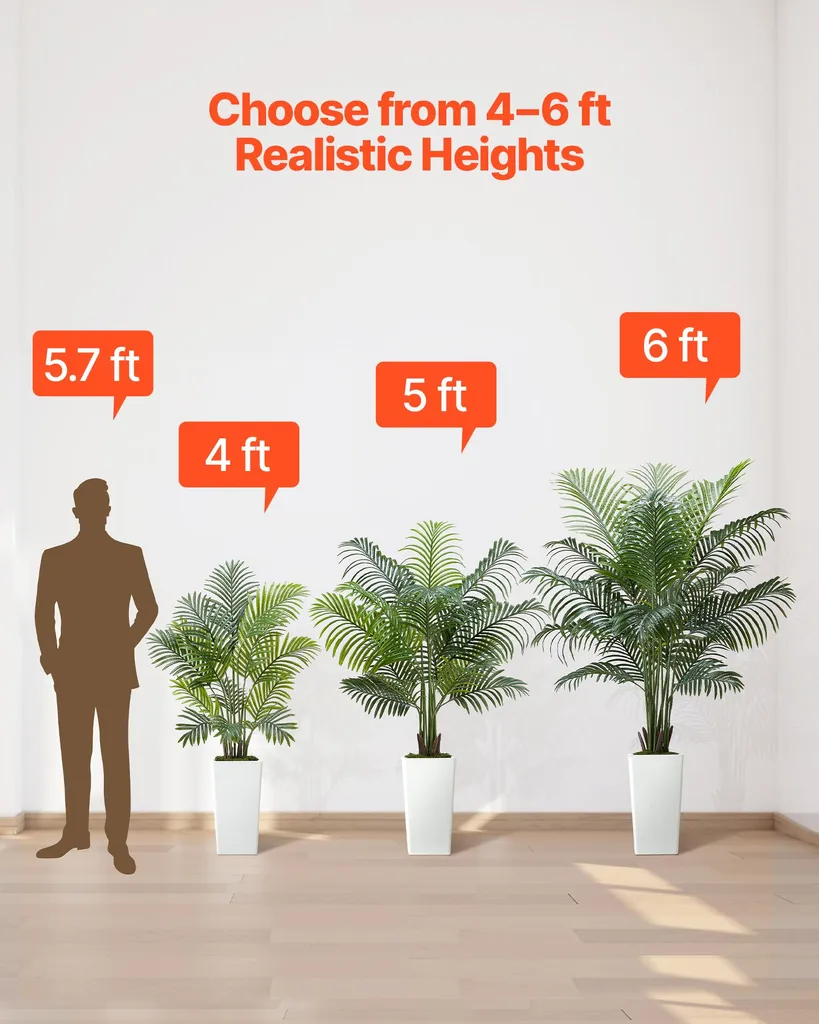 Palma d'Areca Artificiale 1,8m SucceBuy | Pianta di Seta con Vaso Bianco - 6