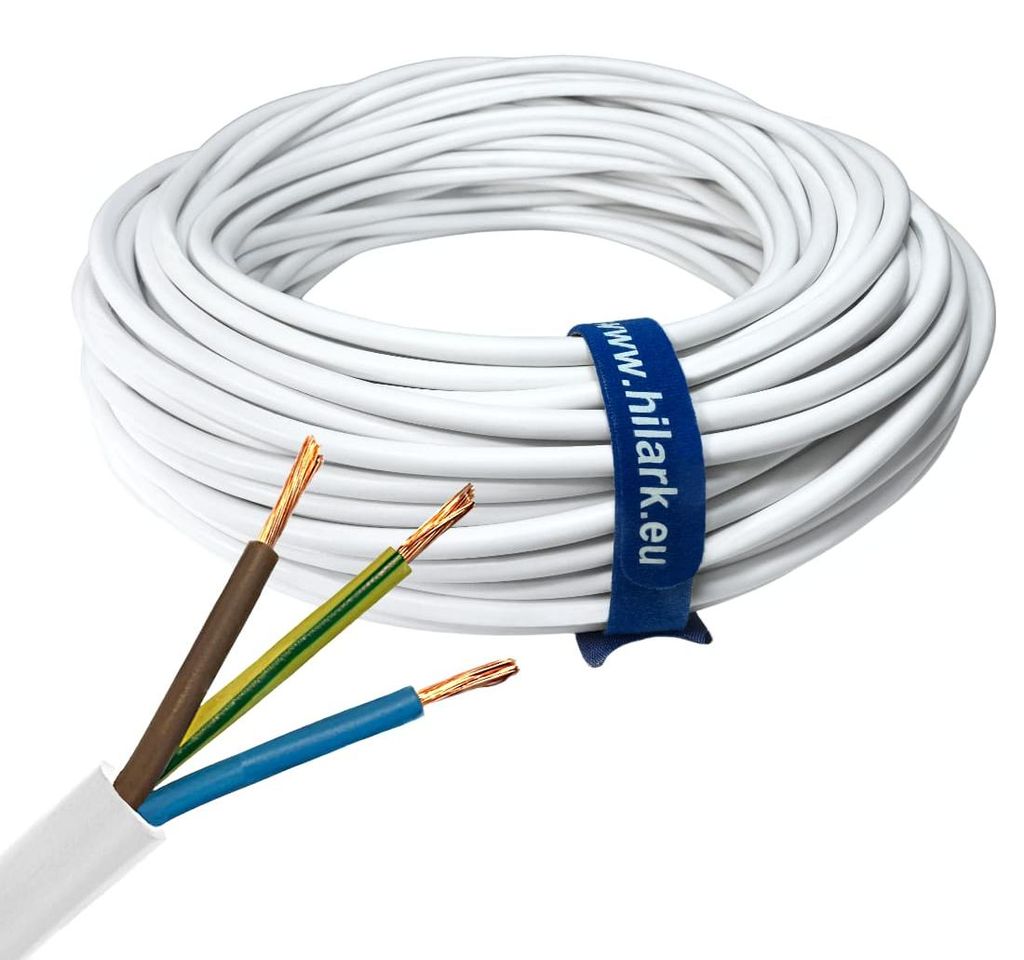 Elektrisches PVC-Kabel H05VV-F OWY 3x1,5 weiß 75m
