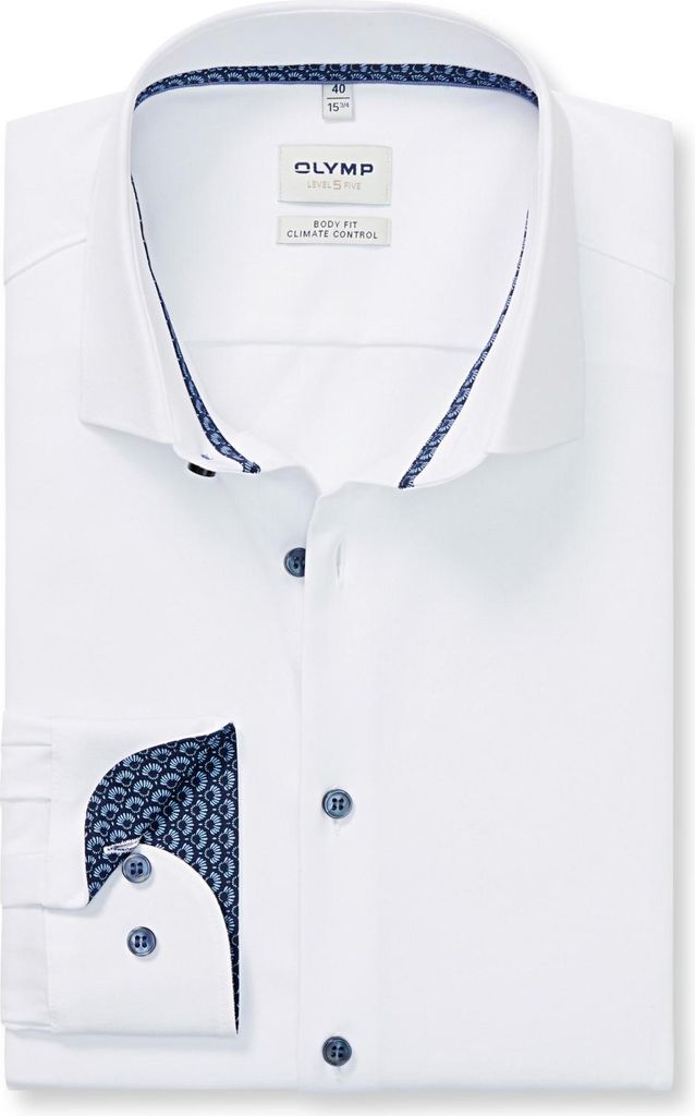 Olymp Hemd weiß einfarbig Slim Fit Baumwolle