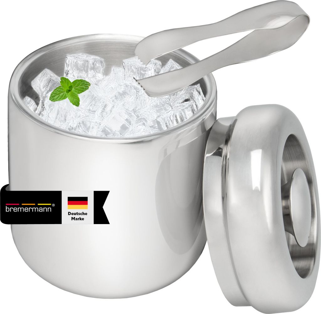 bremermann Eiswürfelbehälter mit Zange, Edelstahl-Eiskübel Produktbild 