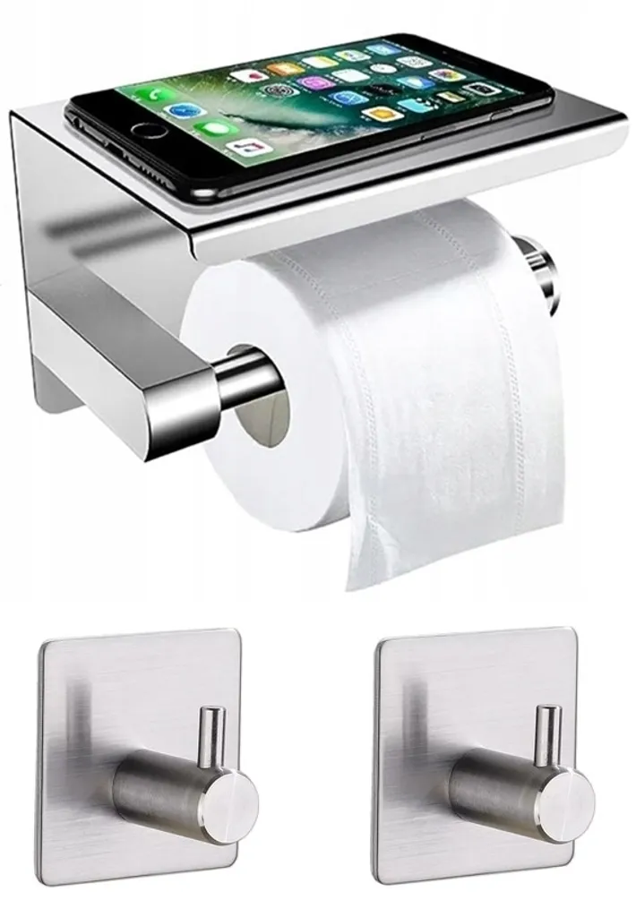 Upgrade Bagno Chic: Set 2 Portarotolo Argento con Mensola Glamour