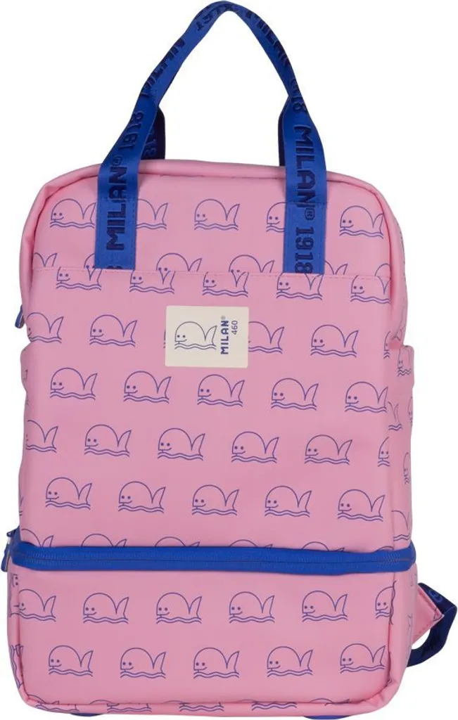 Milan Sac à Dos Scolaire Whale 13,5L Rose pour Enfant avec Grand Volume